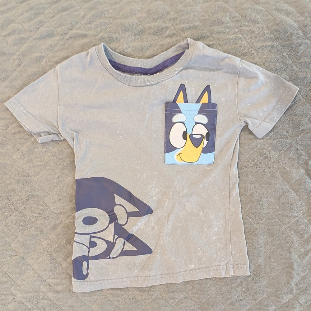 Bluey Gray Kids XS Shirt with Bluey Cartoon Design
